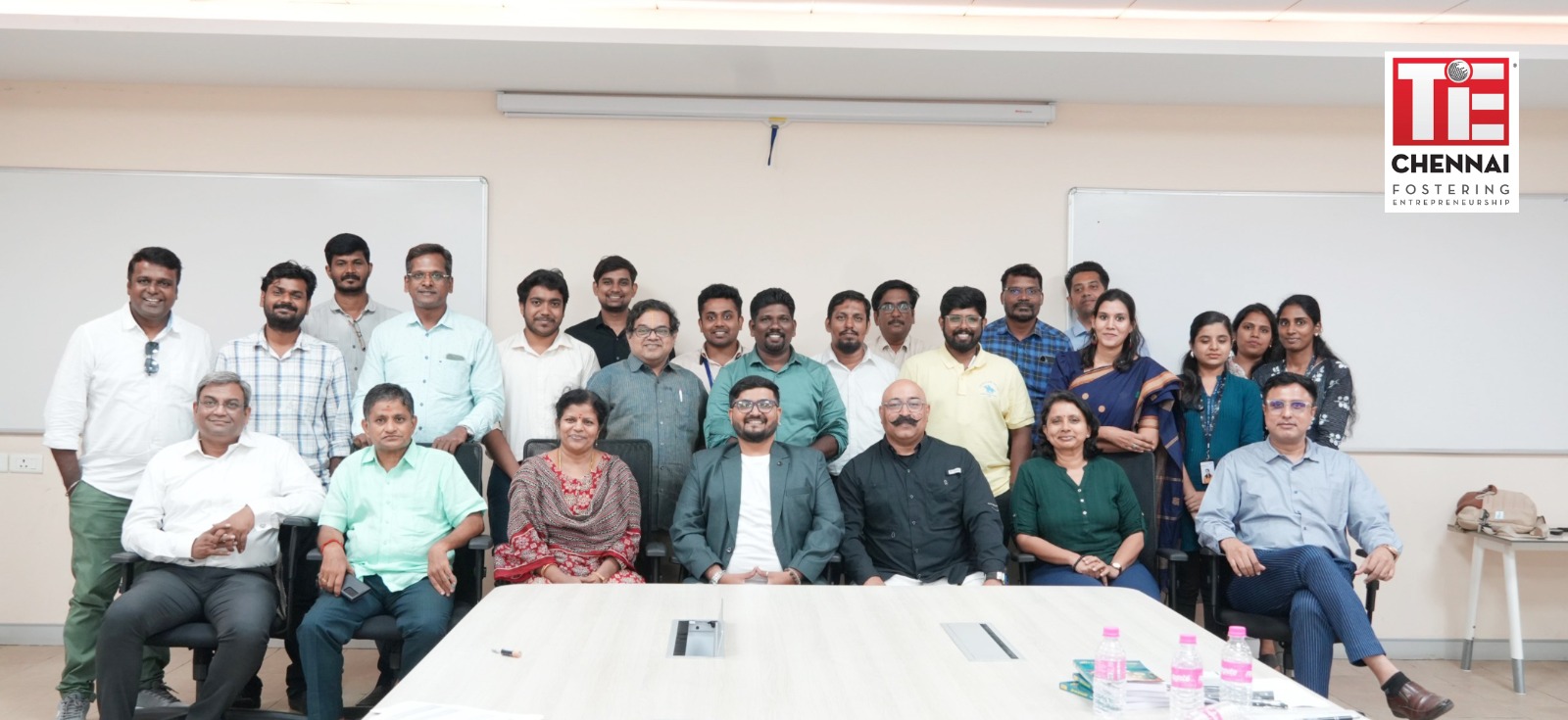Mithyll Dave with attendees in a group photograph after a session at TiE Chennai